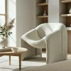 Made in Meubles Fauteuil en tissu écru Théa