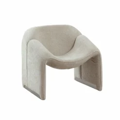 Made in Meubles Fauteuil en tissu écru Théa
