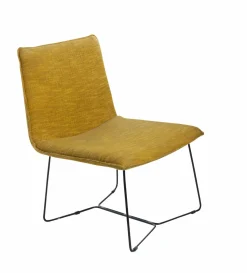 Made in Meubles Fauteuil en tissu jaune et métal Isaure