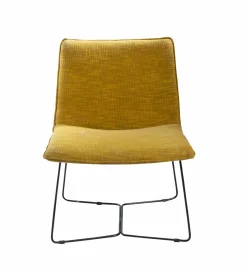 Made in Meubles Fauteuil en tissu jaune et métal Isaure
