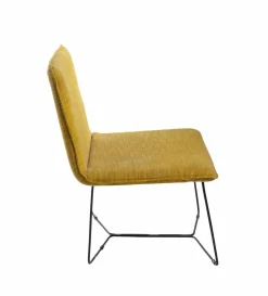 Made in Meubles Fauteuil en tissu jaune et métal Isaure