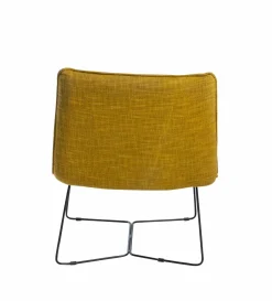 Made in Meubles Fauteuil en tissu jaune et métal Isaure