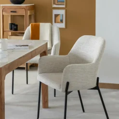 Made in Meubles Fauteuil en tissu sable Aëlys (lot de 2)