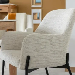 Made in Meubles Fauteuil en tissu sable Aëlys (lot de 2)