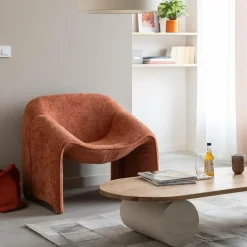 Made in Meubles Fauteuil en tissu terracotta Théa