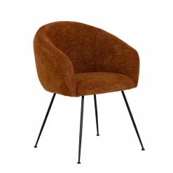 Made in Meubles Fauteuil en tissu terracotta et pieds en métal Sandy
