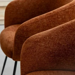 Made in Meubles Fauteuil en tissu terracotta et pieds en métal Sandy