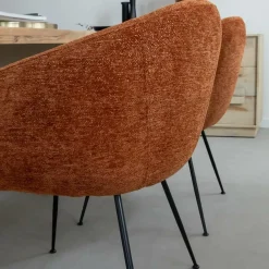 Made in Meubles Fauteuil en tissu terracotta et pieds en métal Sandy