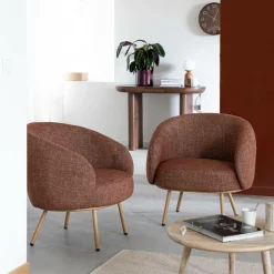 Made in Meubles Fauteuil en tissu terracotta confort Orenzo