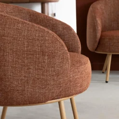 Made in Meubles Fauteuil en tissu terracotta confort Orenzo
