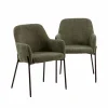 Made in Meubles Fauteuil en tissu vert Aëlys (lot de 2)