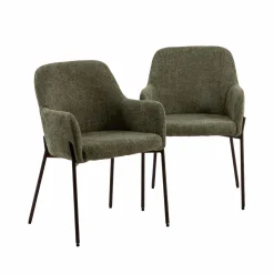 Made in Meubles Fauteuil en tissu vert Aëlys (lot de 2)
