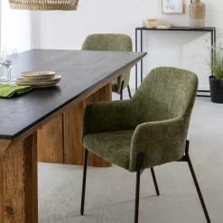 Made in Meubles Fauteuil en tissu vert Aëlys (lot de 2)