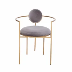 Made in Meubles Fauteuil en velours et métal doré Albin