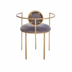 Made in Meubles Fauteuil en velours et métal doré Albin