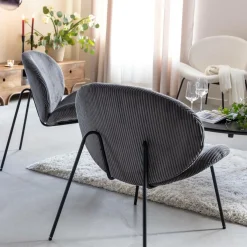 Made in Meubles Fauteuil en velours gris Dorian