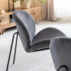 Made in Meubles Fauteuil en velours gris Dorian