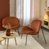 Made in Meubles Fauteuil en velours terracotta Dorian