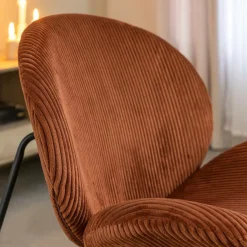 Made in Meubles Fauteuil en velours terracotta Dorian