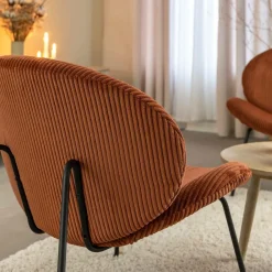 Made in Meubles Fauteuil en velours terracotta Dorian