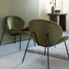 Made in Meubles Fauteuil en velours vert Dorian
