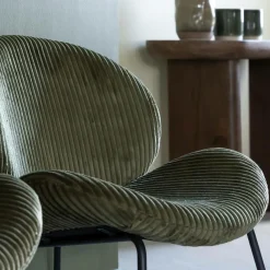 Made in Meubles Fauteuil en velours vert Dorian