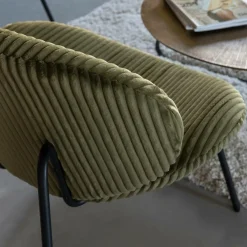 Made in Meubles Fauteuil en velours vert Dorian
