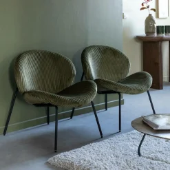 Made in Meubles Fauteuil en velours vert Dorian