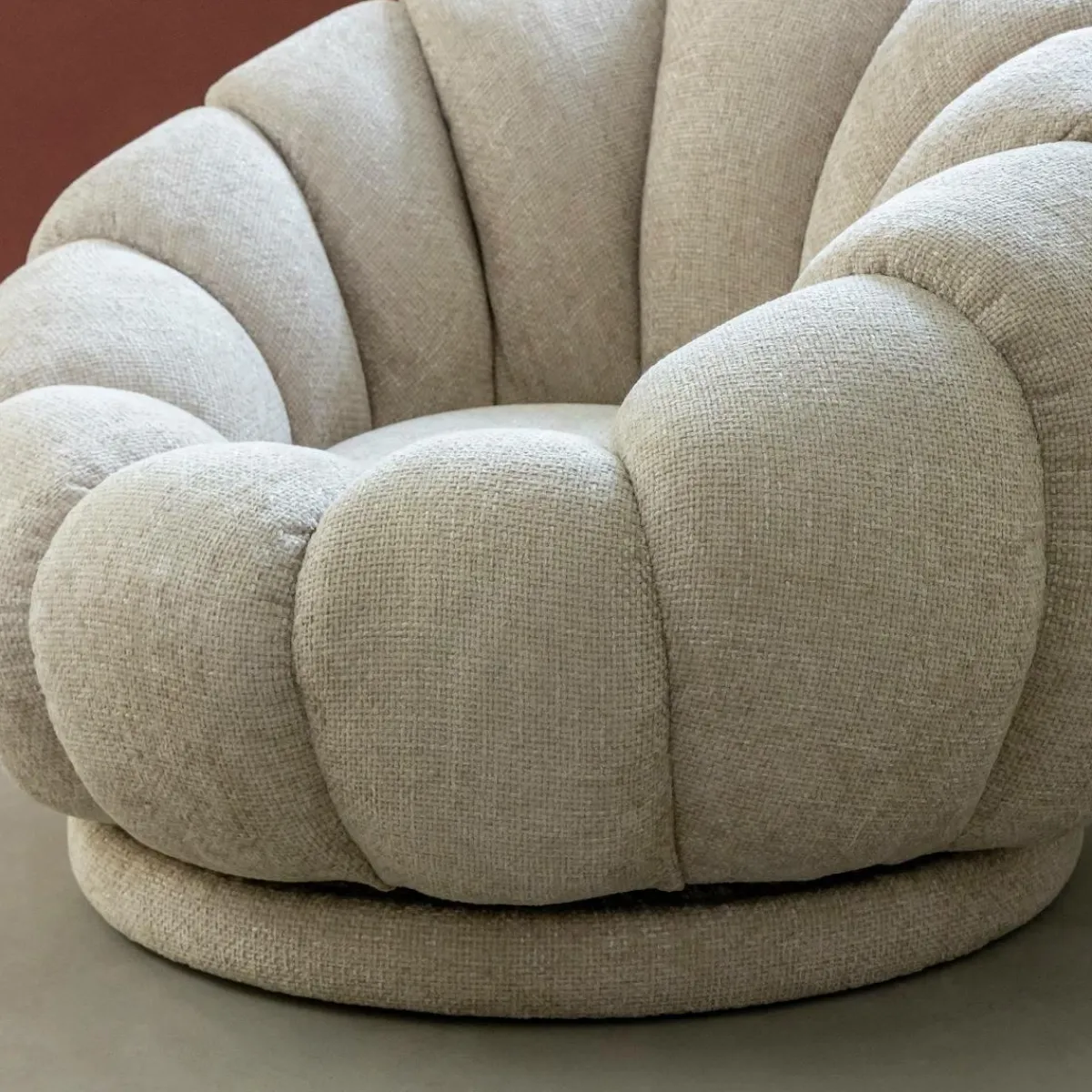 Made in Meubles Fauteuil nuage en tissu écru Héléna