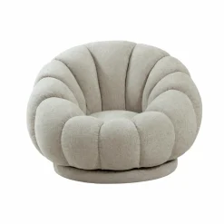 Made in Meubles Fauteuil nuage en tissu écru Héléna