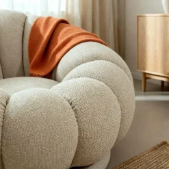 Made in Meubles Fauteuil nuage en tissu écru Héléna