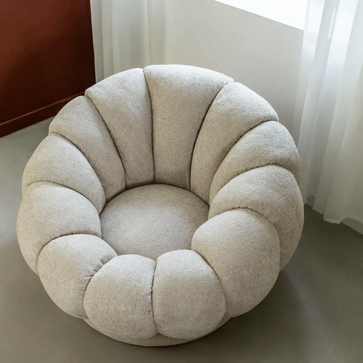 Made in Meubles Fauteuil nuage en tissu écru Héléna