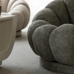 Made in Meubles Fauteuil nuage en tissu vert gris Héléna
