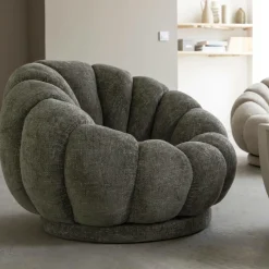 Made in Meubles Fauteuil nuage en tissu vert gris Héléna