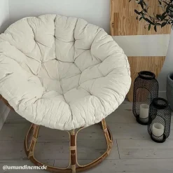 Made in Meubles Fauteuil papasan en rotin avec coussin Rattan