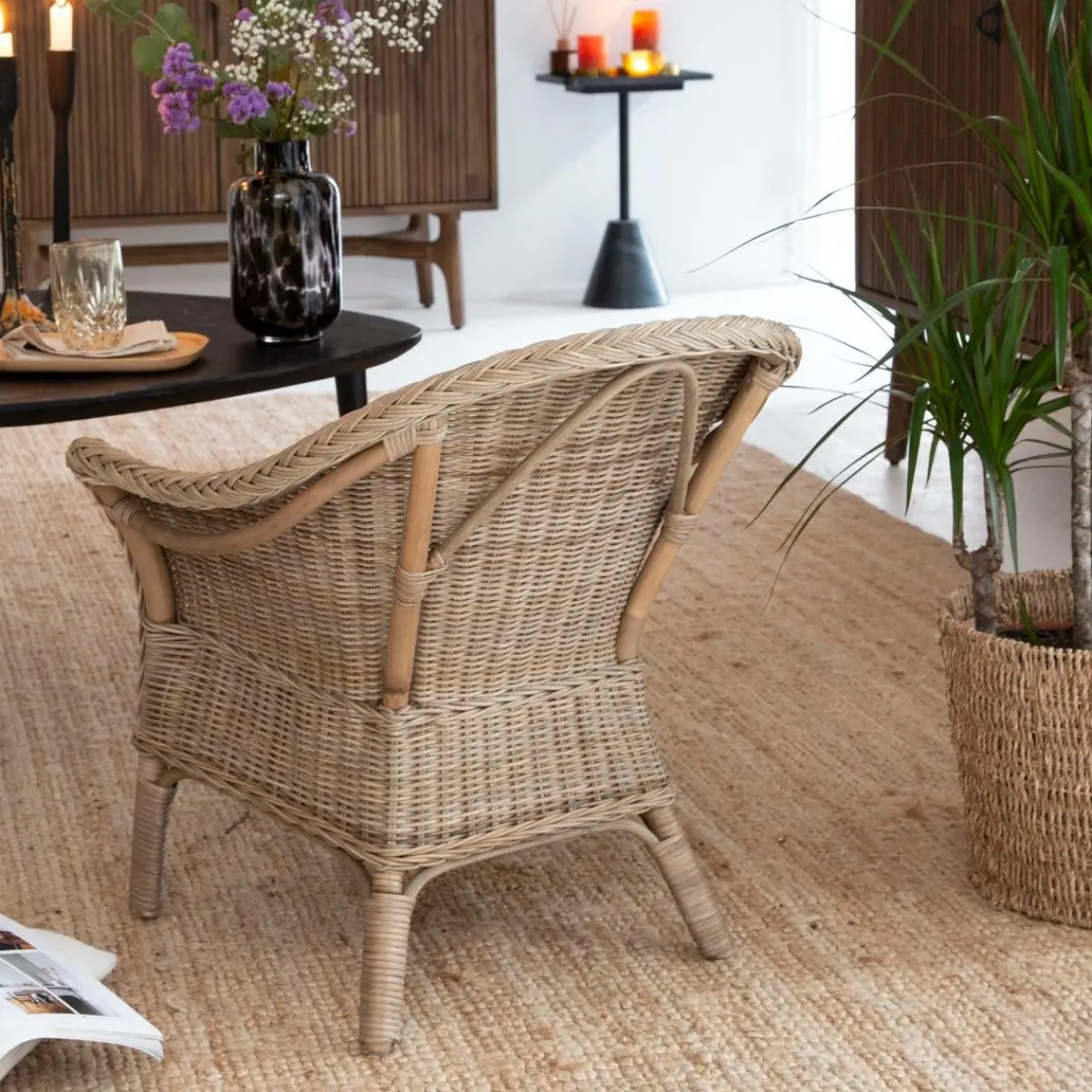 Made in Meubles Fauteuil pour enfant en rotin Amael