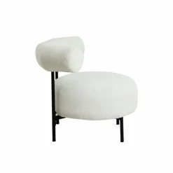 Made in Meubles Fauteuil rond en tissu bouclette écru clair Maya