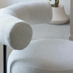 Made in Meubles Fauteuil rond en tissu bouclette écru clair Maya