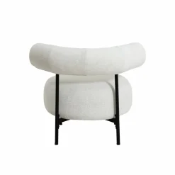 Made in Meubles Fauteuil rond en tissu bouclette écru clair Maya