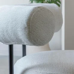Made in Meubles Fauteuil rond en tissu bouclette écru clair Maya