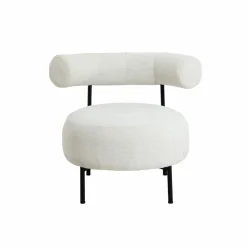 Made in Meubles Fauteuil rond en tissu bouclette écru clair Maya