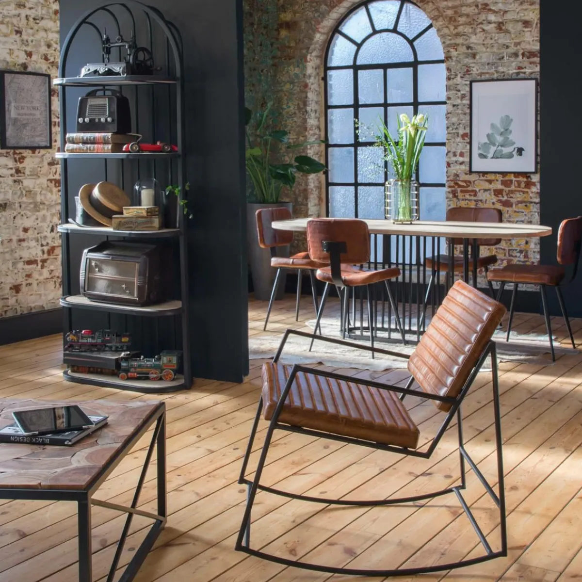 Made in Meubles Fauteuil vintage en cuir marron Porto