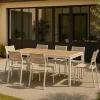Made in Meubles Grande table de jardin en aluminium blanc et effet bois Ayden