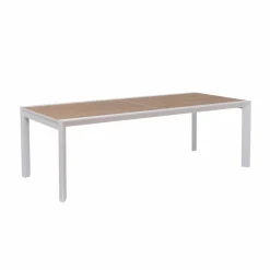 Made in Meubles Grande table de jardin en aluminium blanc et effet bois Ayden