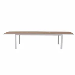 Made in Meubles Grande table de jardin en aluminium blanc et effet bois Ayden