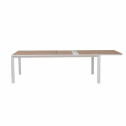 Made in Meubles Grande table de jardin en aluminium blanc et effet bois Ayden