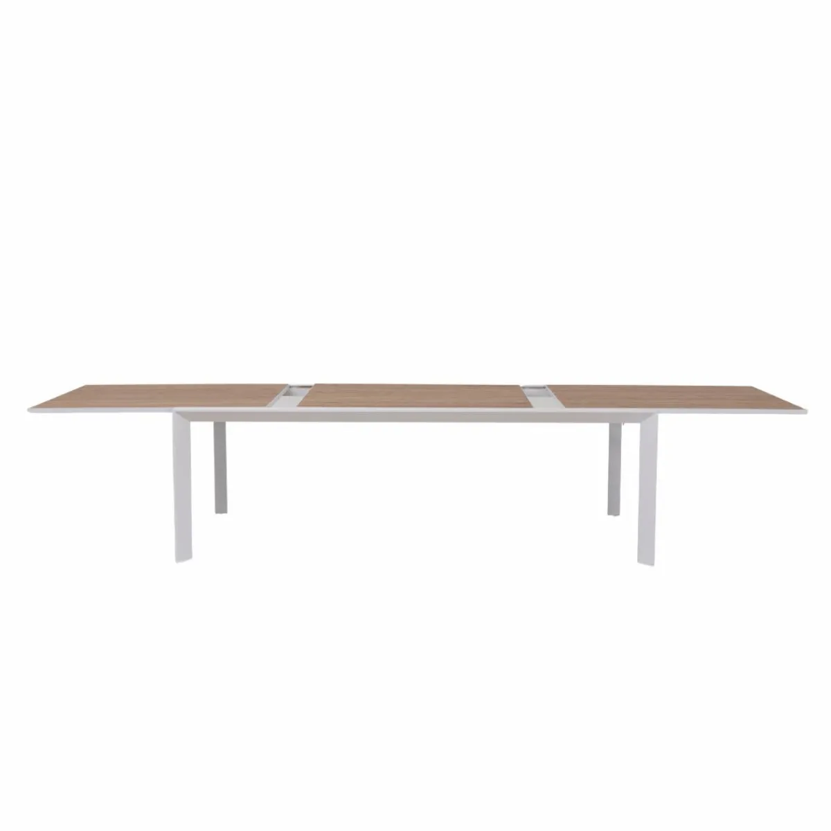 Made in Meubles Grande table de jardin en aluminium blanc et effet bois Ayden