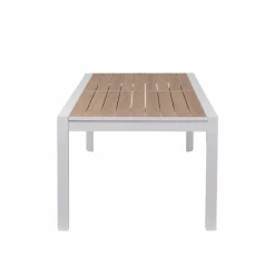 Made in Meubles Grande table de jardin en aluminium blanc et effet bois Ayden