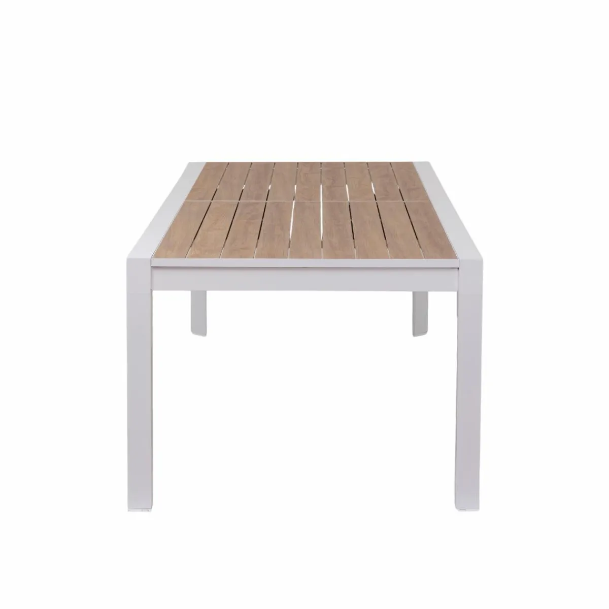 Made in Meubles Grande table de jardin en aluminium blanc et effet bois Ayden