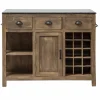 Made in Meubles Ilot central en bois de manguier et plateau en marbre Paul